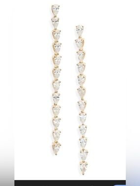 Nordstrom Gold-Tone Linear Drop Earrings with Clear Pear Crystals